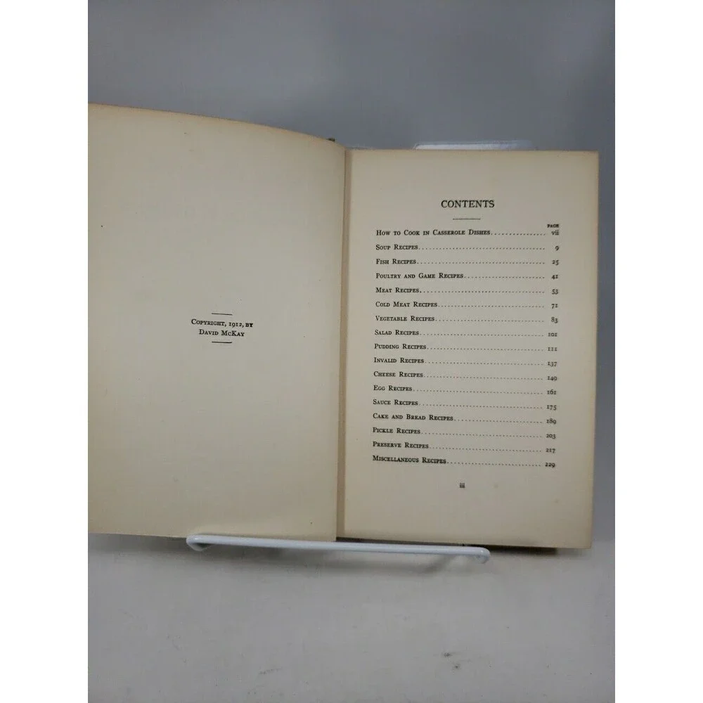 How To Cook in Casserole Dishes by Marion H Neil 1912 McKay Publishing Hardcover